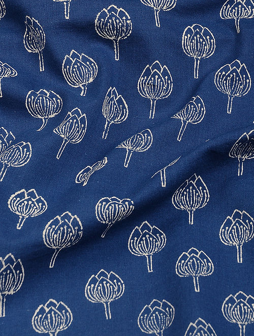 Royal TexFab - Blue White Discharge printed Cotton Fabric - DISCHARGE PRINT